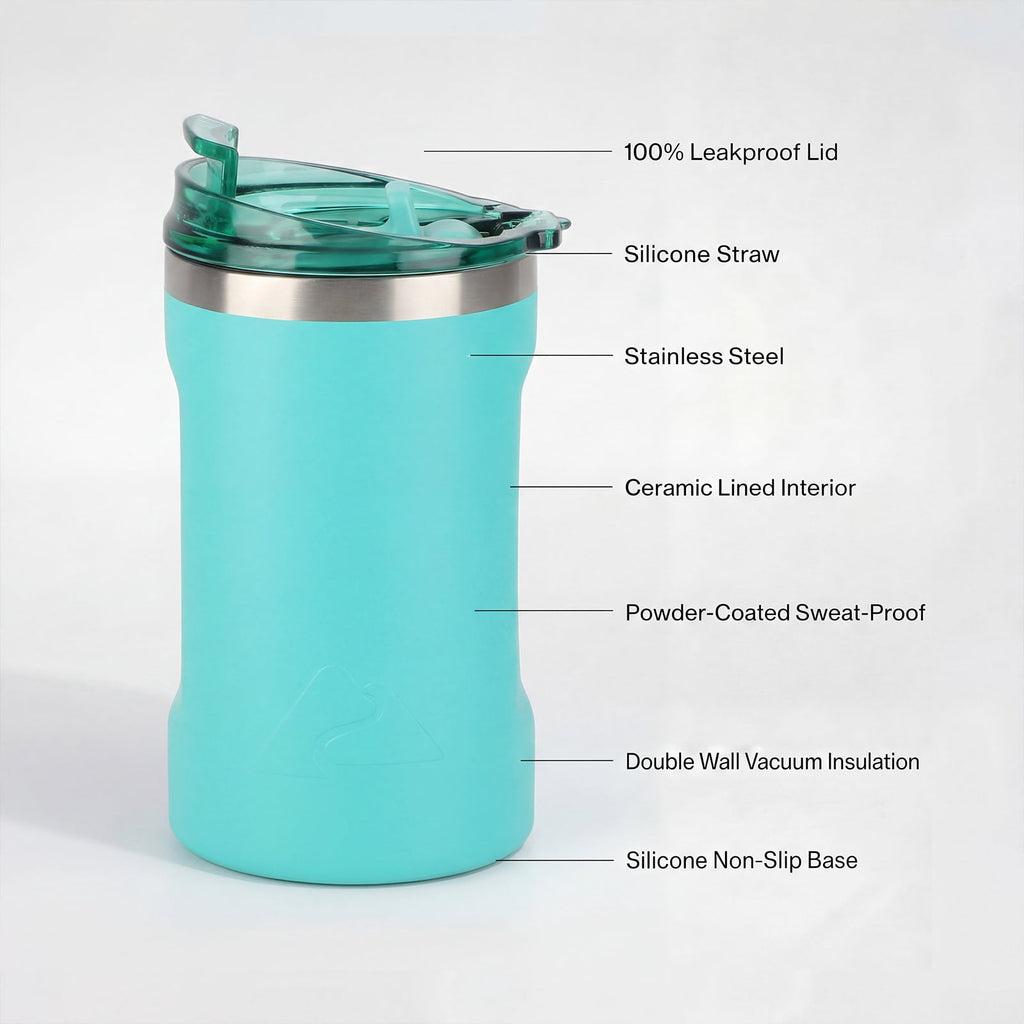 Ozark Trail 16oz Ceramic Lined Stainless Steel Can Tumbler with 2-in-1 Lid - Teal