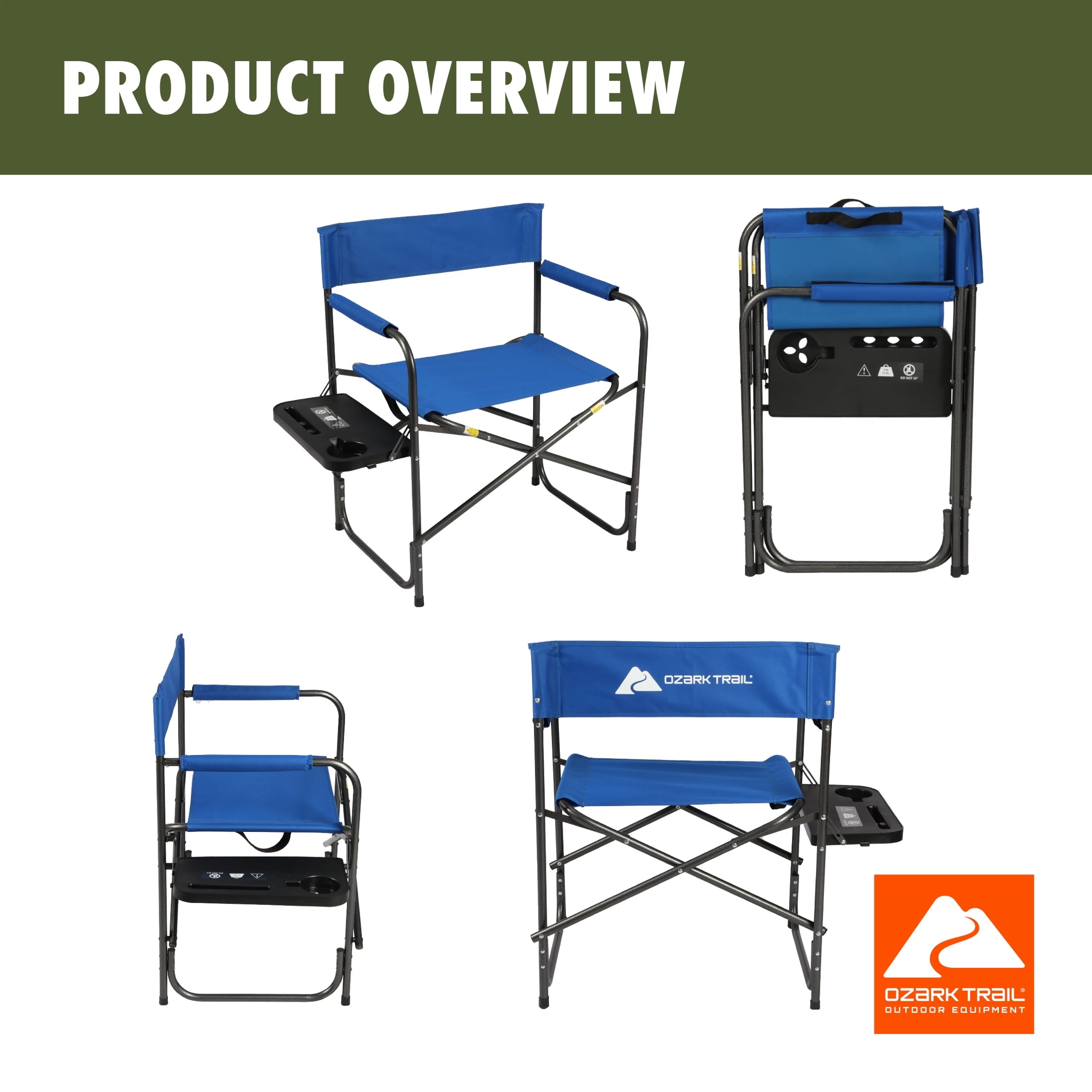 Ozark Trail Director Chair with Side Table - Blue