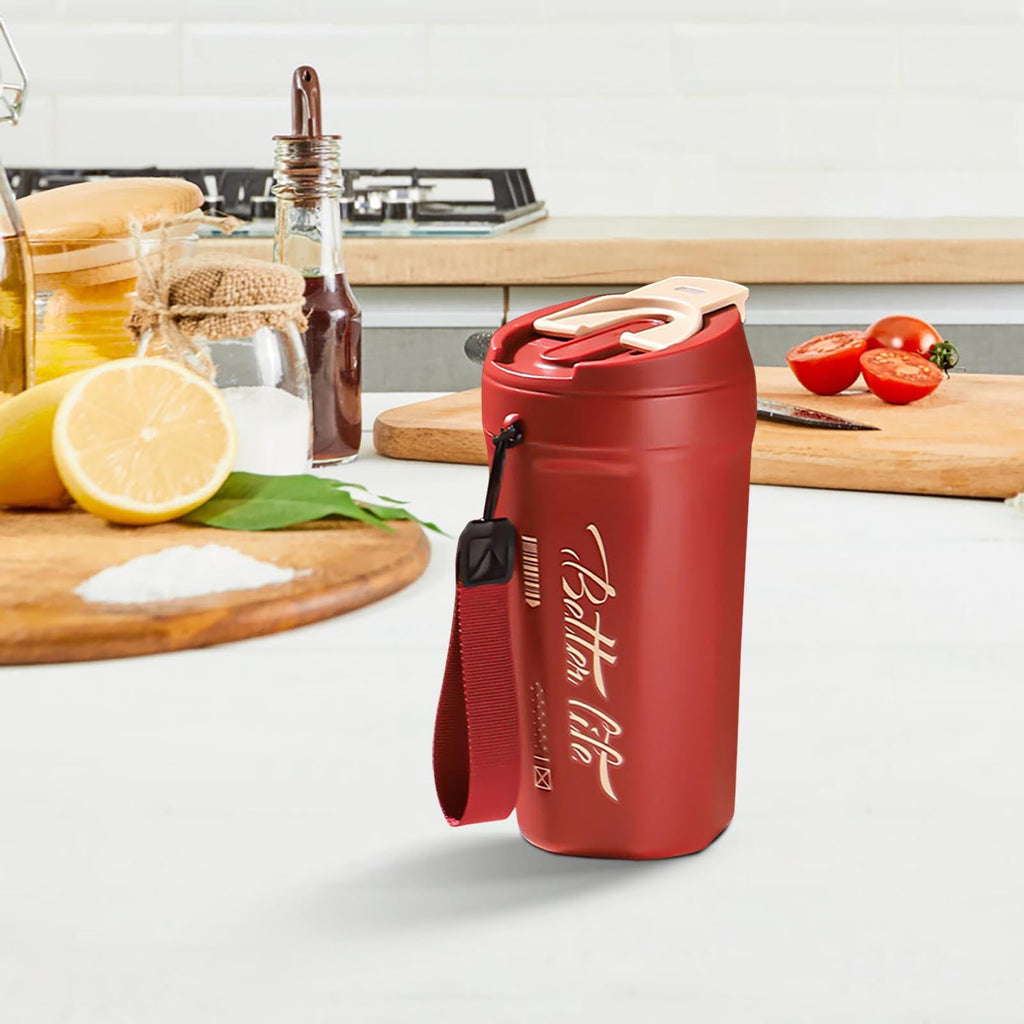 Fzsteel Premium Double Wall Insulated Stainless Steel Travel Mug - 17.6oz Leak-Proof Portable Coffee Tumbler with Handle for Car, Office, and Outdoor Use
