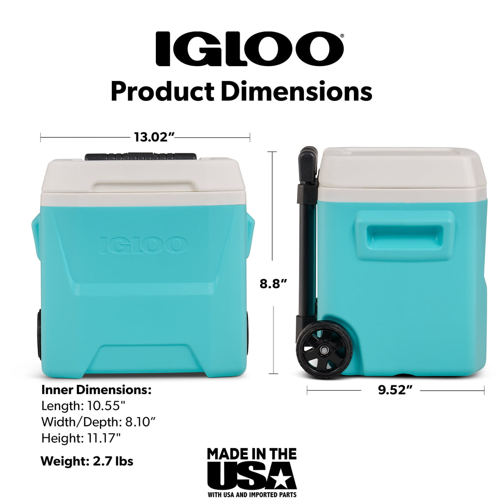 Igloo 16 QT Laguna Hard Side Ice Chest Cooler with Wheels - Aqua Blue - 2-Pack