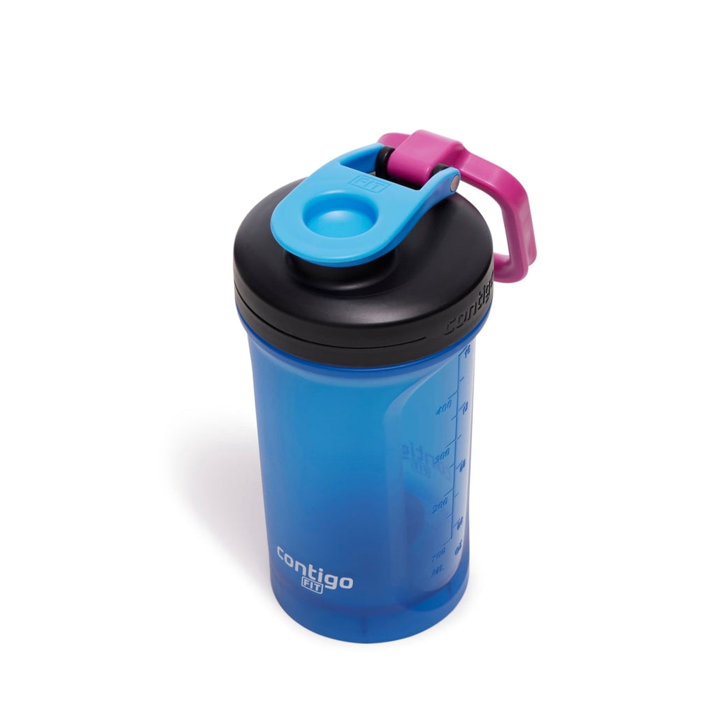 Contigo Fit Plastic Shake & Go 2.0 Shaker Bottle - Blue Poppy, 20 fl oz.