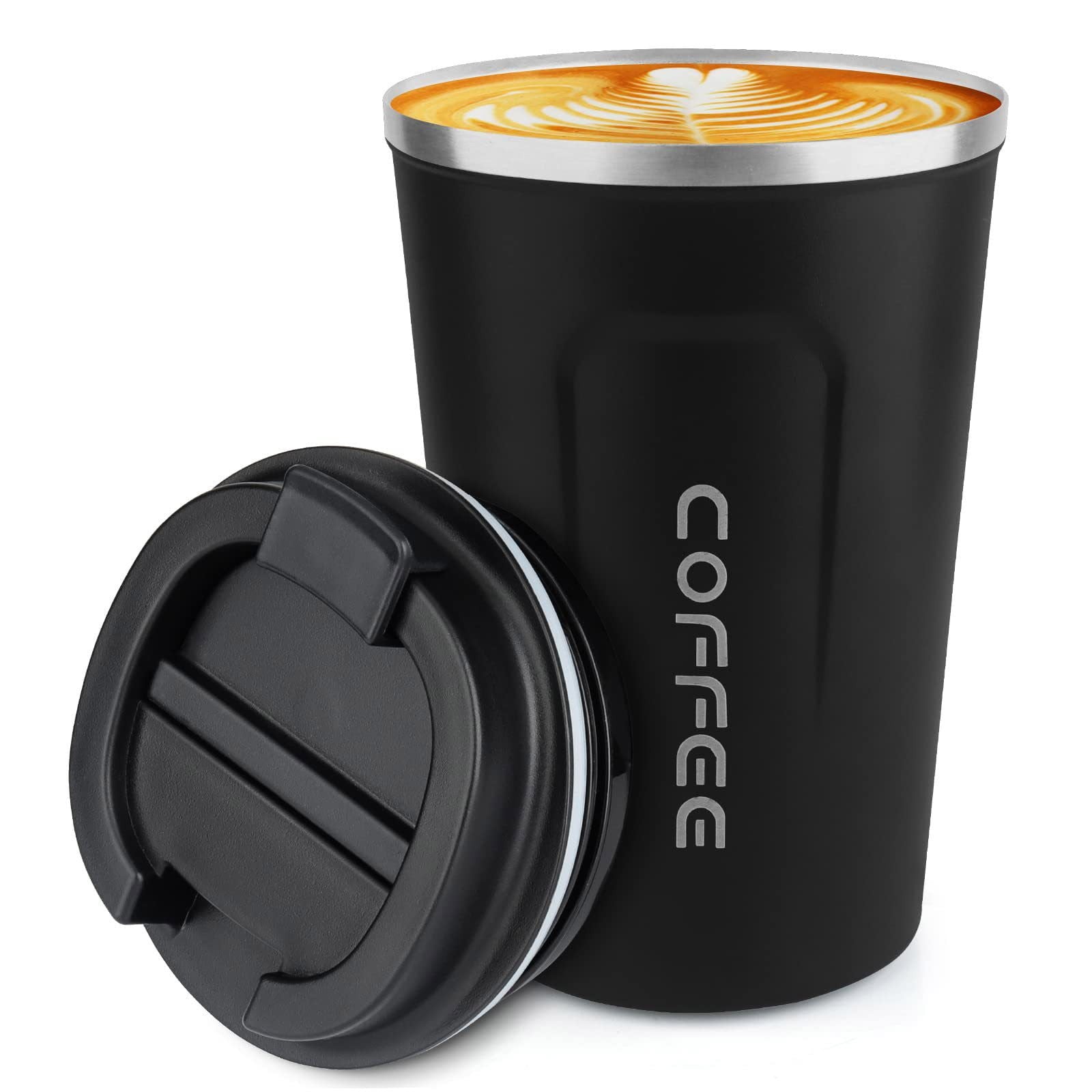 Stainless Steel Travel Thermal Coffee Mug Cup with Lid Vacuum Insulated Leak-Proof 17Oz - Portable Car Commuter Office Camping Coffee Cup, Double Wall Reusable Metal Coffee Flask, Cup*1 Piece