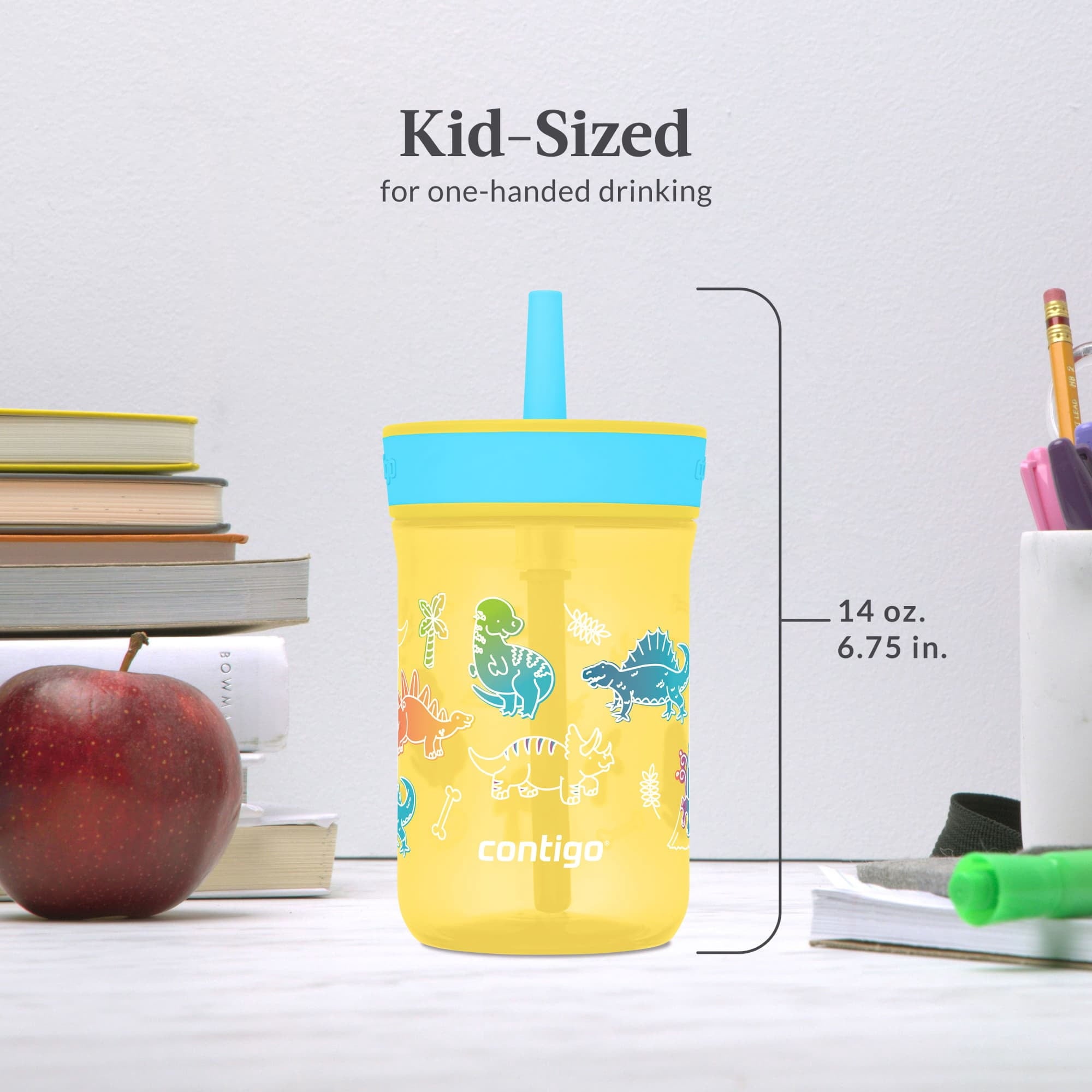 Contigo Kids Leighton Spill-Proof Tumbler with Straw - Ages 3+, 14 oz, Yellow