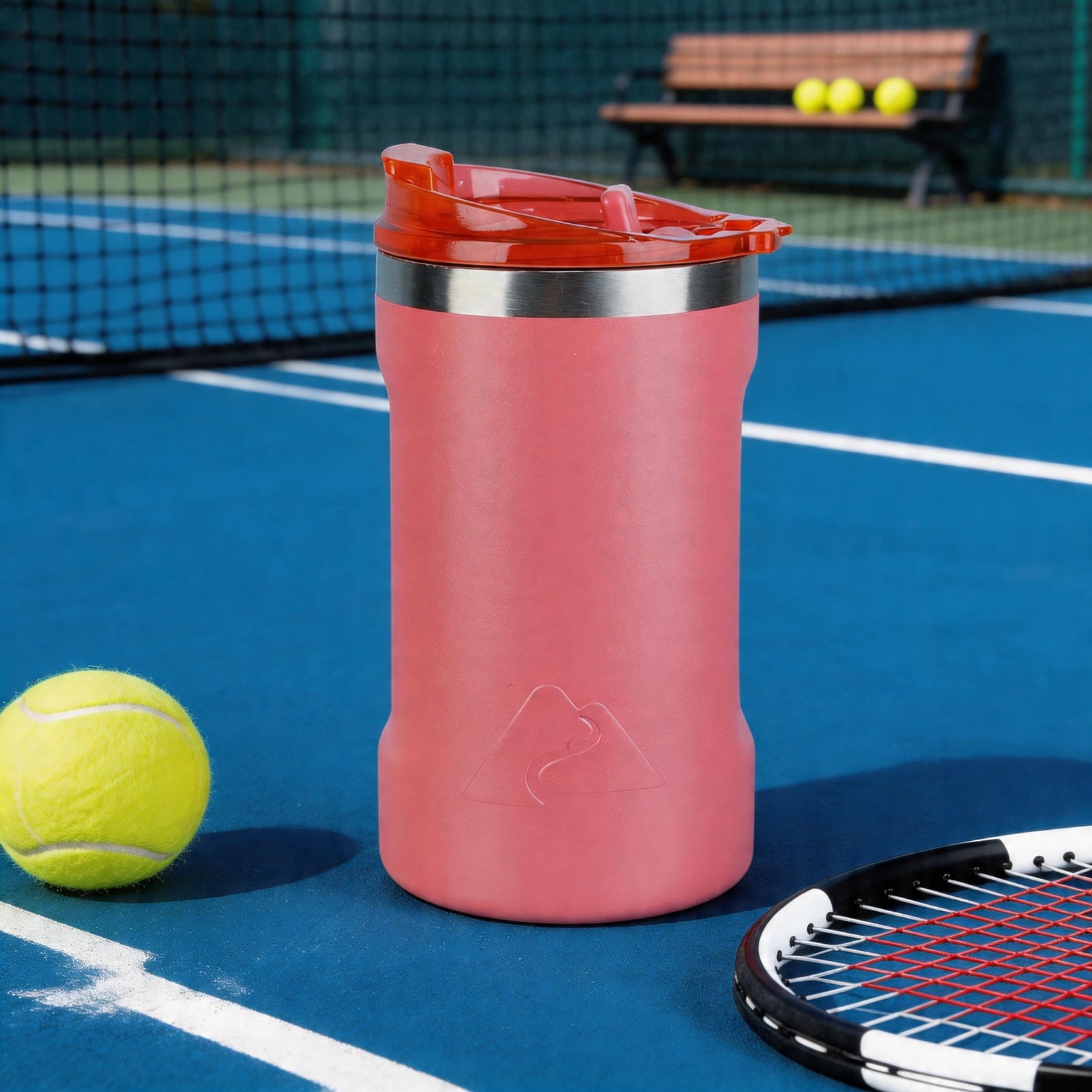 Ozark Trail 16oz Ceramic Lined Stainless Steel Can Tumbler with 2-in-1 Lid - Coral