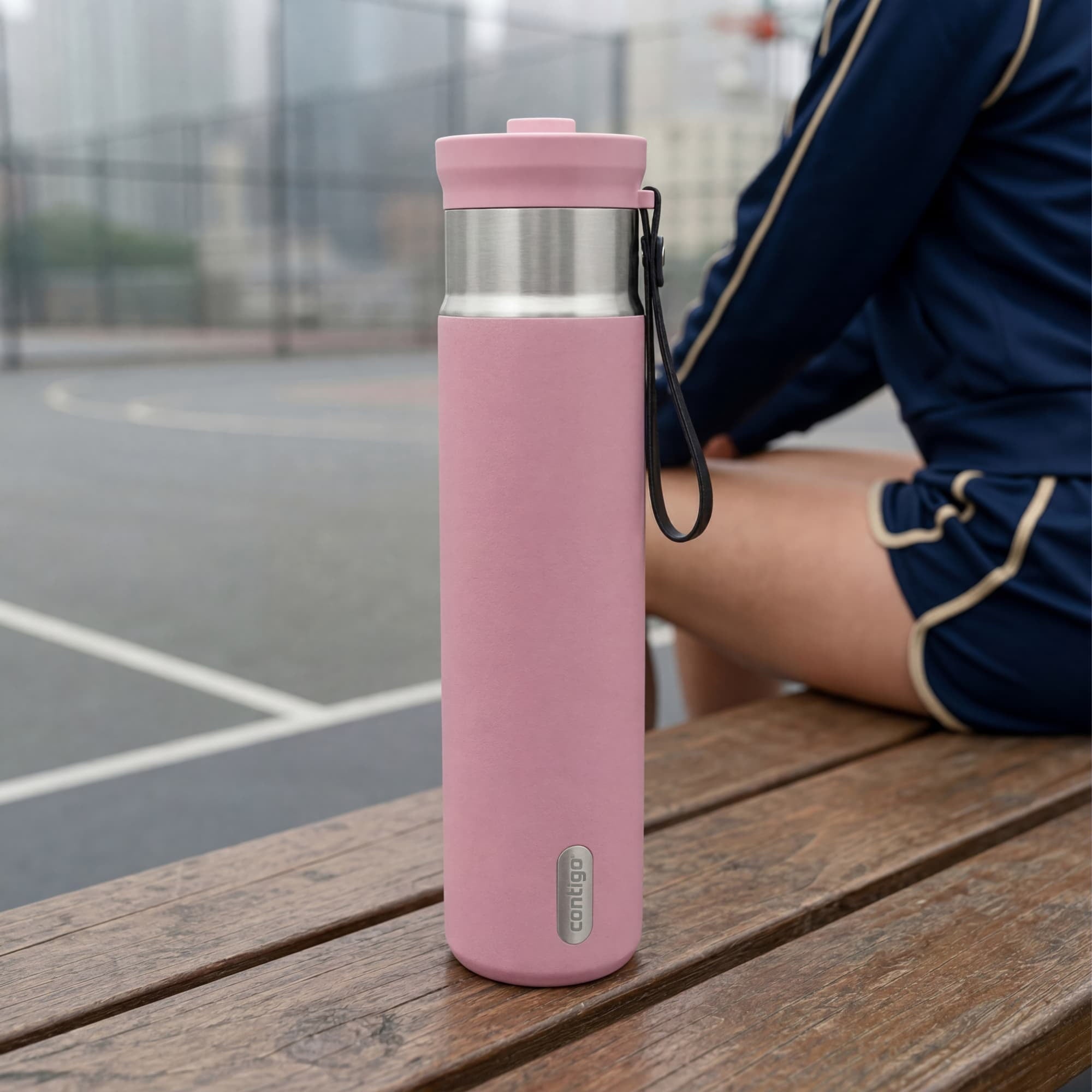 Contigo Water Bottle - 28 Oz, Stainless Steel, Vacuum Insulated Leakproof, DualSip 2-Way Lid, Pink Diamond