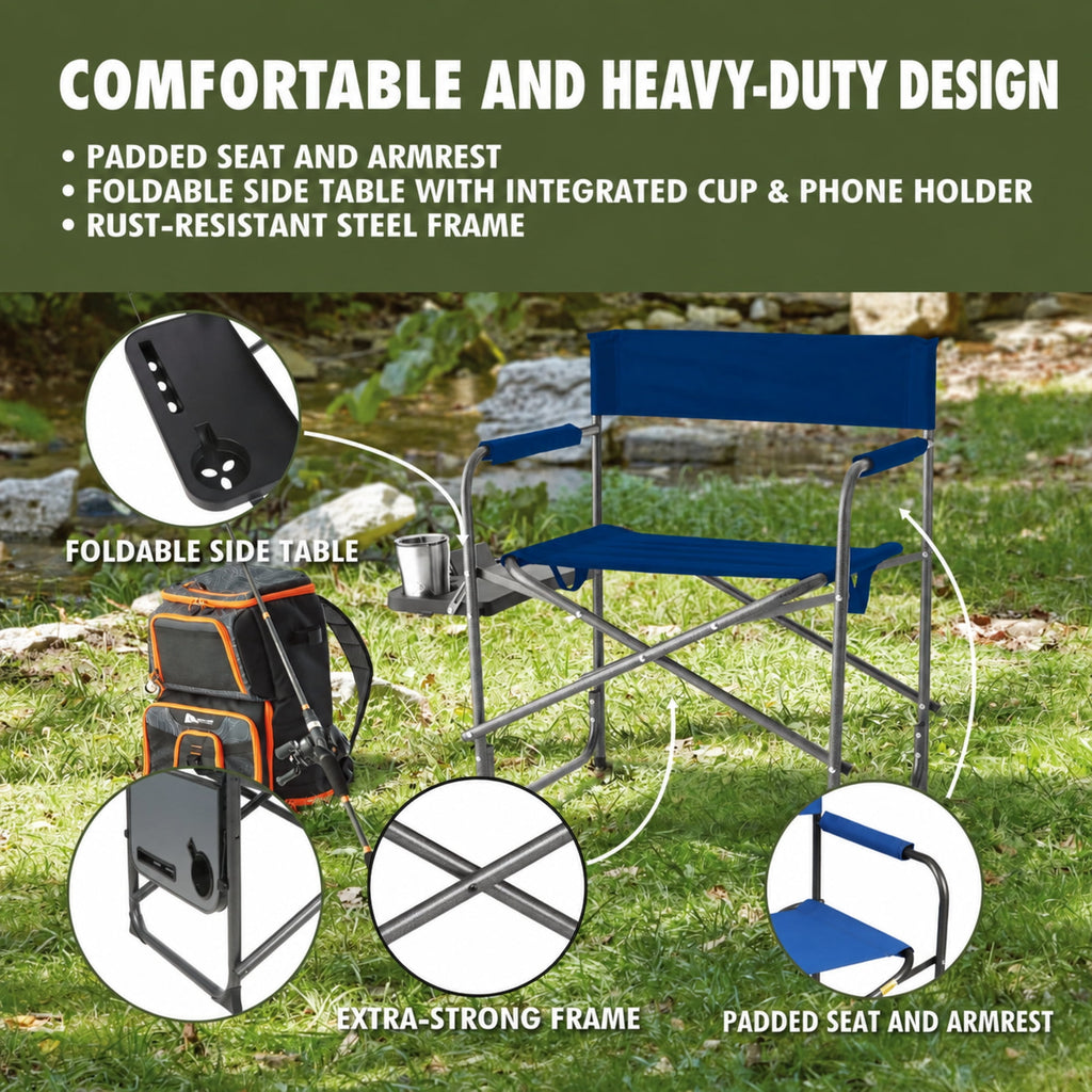 Ozark Trail Director Chair with Side Table - Blue